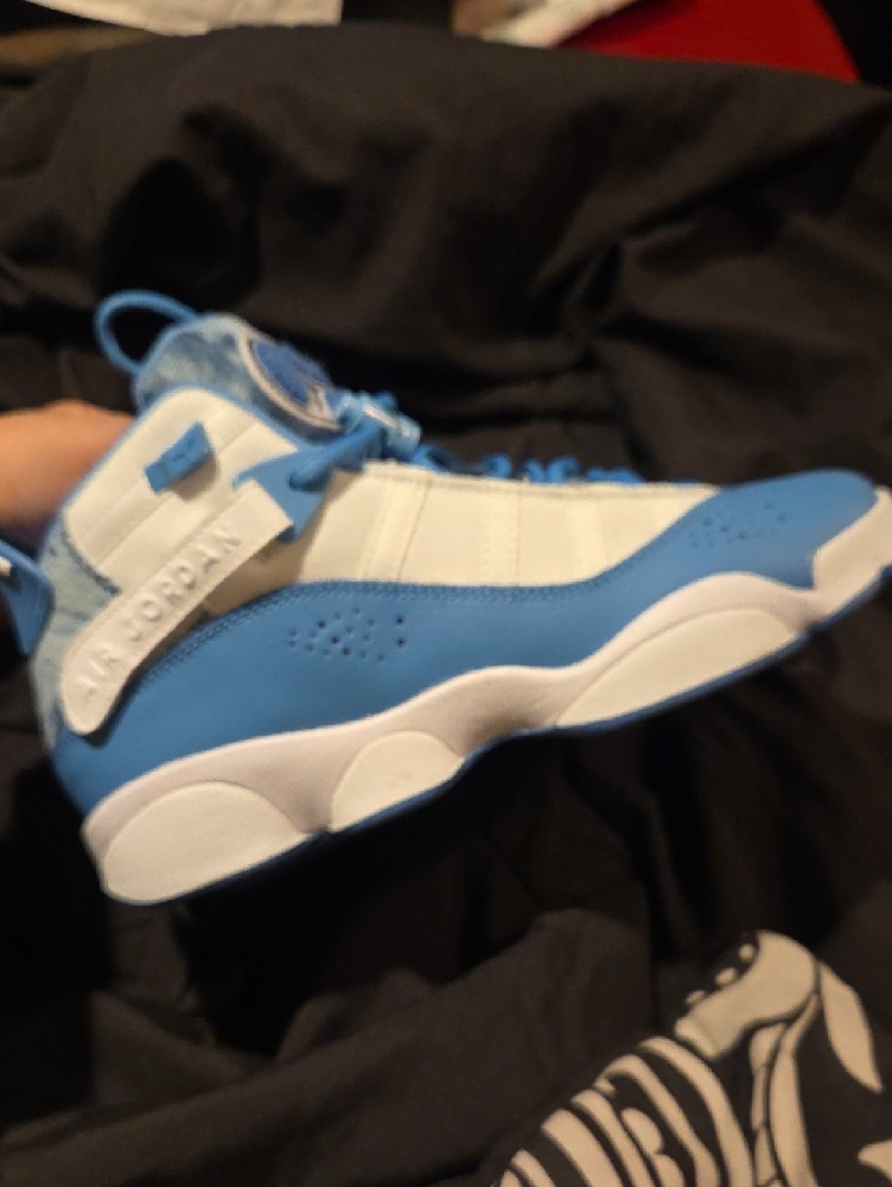 Jordan 6 Rings Kids Light Blue and White Sneakers - Picture 2 of 5